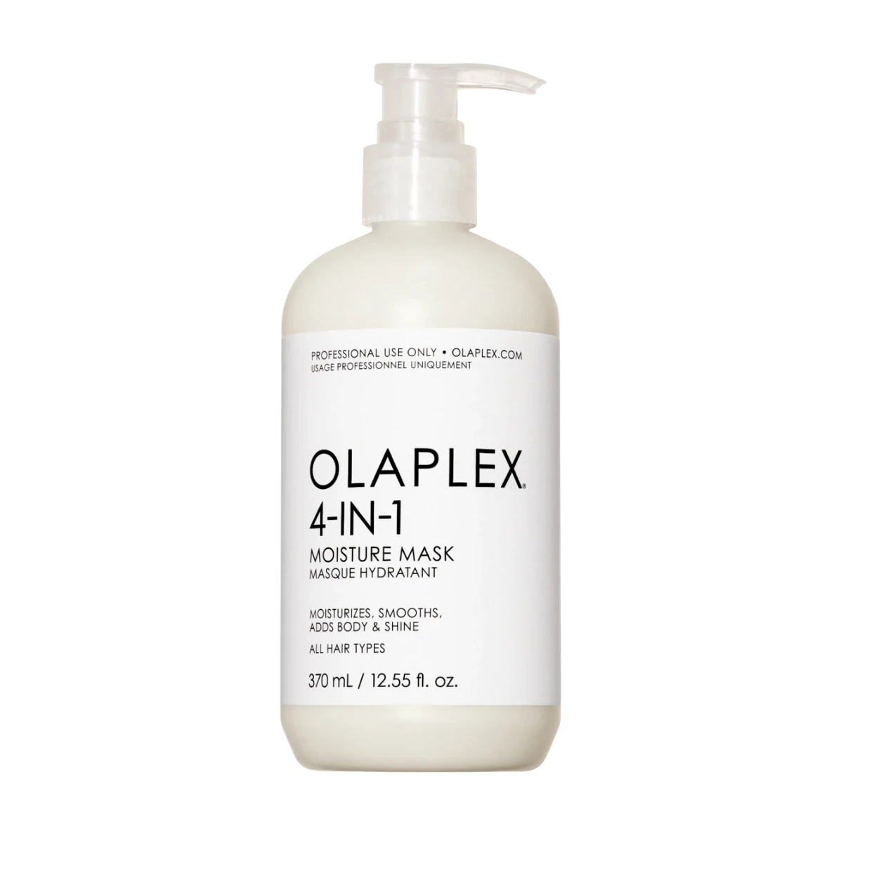 OLAPLEX 4-IN-1 Moisture Mask – Masque Hydratant OLAPLEX 4-IN-1 Moisture Mask 370 ml – Masque hydratant intensif professionnel pour cheveux secs et abîmés